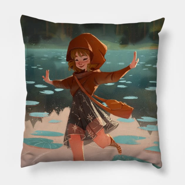 River jump Pillow by schmoedraws