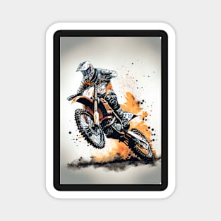 Dirt bike wheelie - splashed paint - white background Magnet