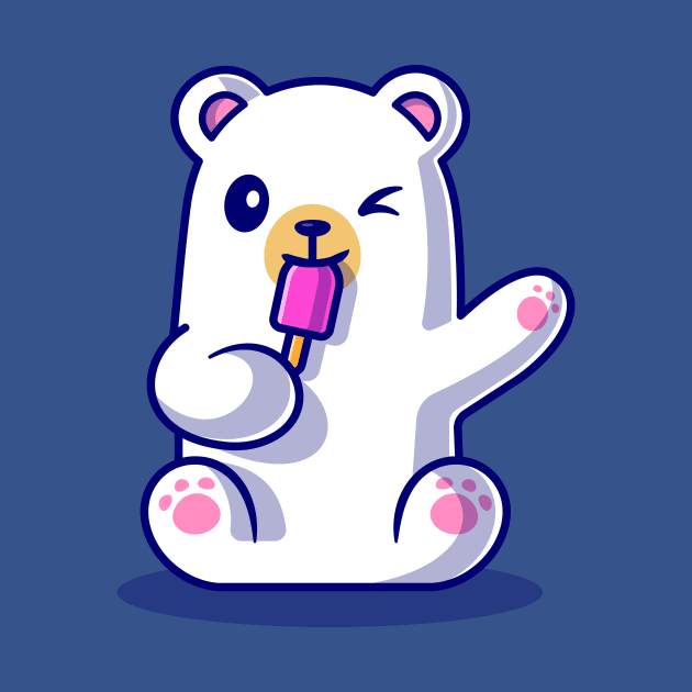 Cute Polar Bear Eating Popsicle Ice Cream Cartoon by Catalyst Labs