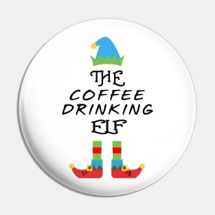 The Coffee Drinking Elf Matching Family Group Christmas Party Pin