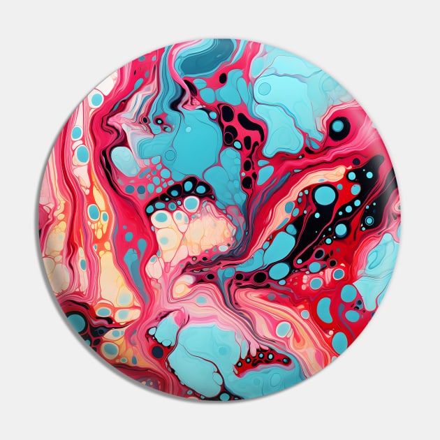 Turquoise and Magenta Fluid Dynamics Pin by AbstractGuy