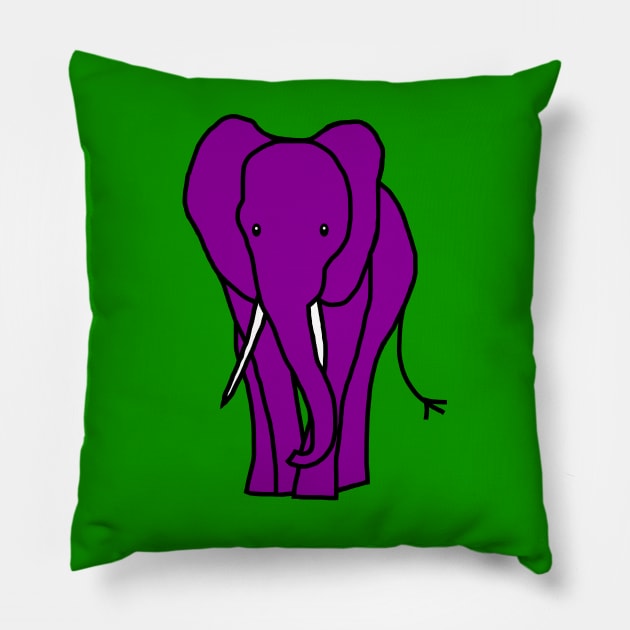 Purple Elephant Minimal Line Drawing Pillow by ellenhenryart