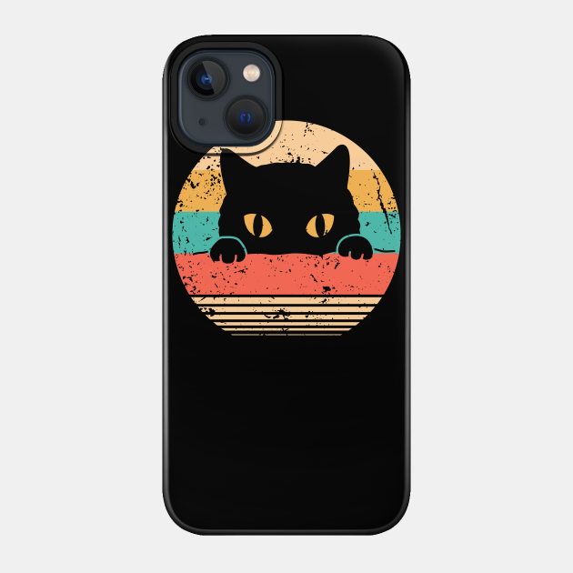 Vintage Black Cat Lover, Retro Style Cats - Black Cat - Phone Case