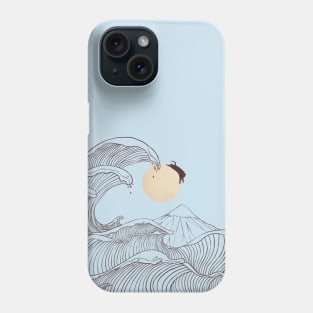 The great wave of black cat moonlight Phone Case