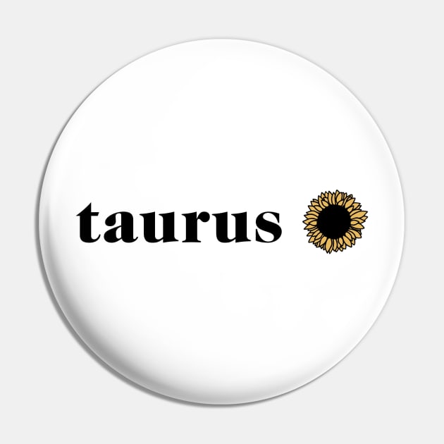 Taurus Sunflower Retro Zodiac Pin by aterkaderk