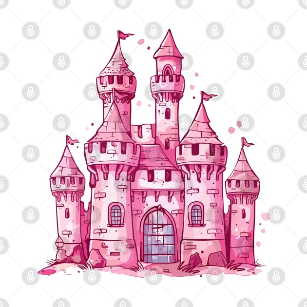 Magical Pink Castle Fairytale Princess Castle Queen Castle by RetroZin