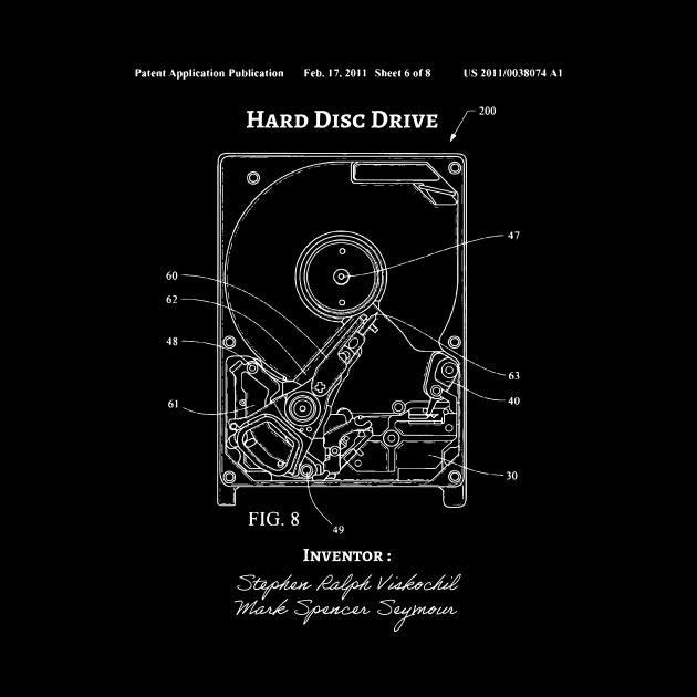 Hard Drive Patent  - HDD Blueprint Poster Computer Art - Gift for computer engineer by Anodyle