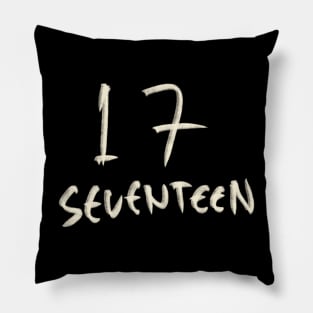 Hand Drawn Letter Number 17 Seventeen Pillow