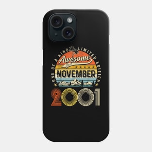 Awesome Since November 2001 Vintage 22nd Birthday Phone Case