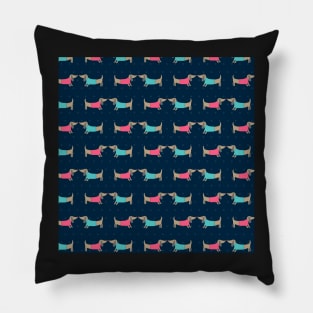 Cute dog lovers in dark blue with dots Pillow