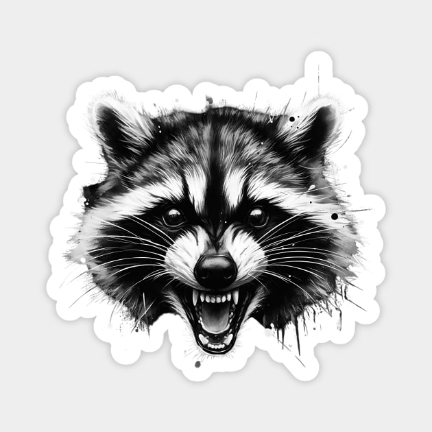 Angry raccoon Magnet by Batshirt