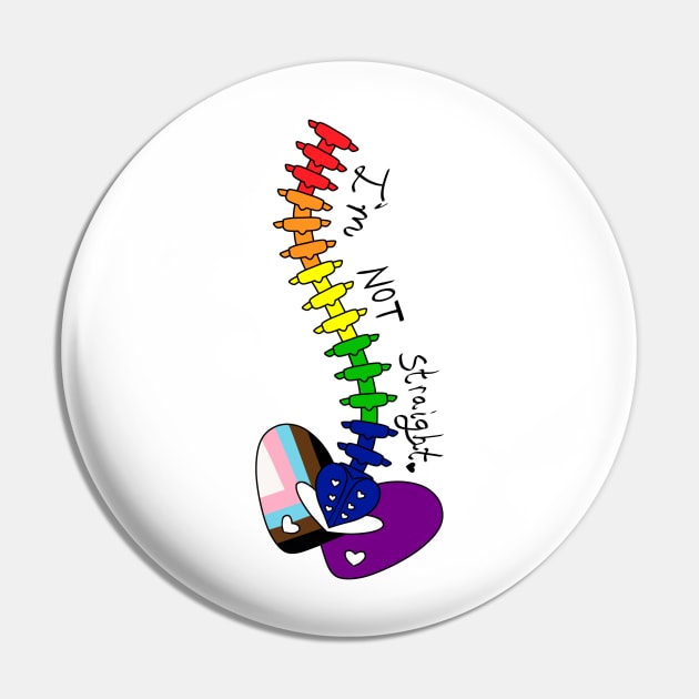 Not Straight - Rainbow Pin by WhiteRabbitWeirdo