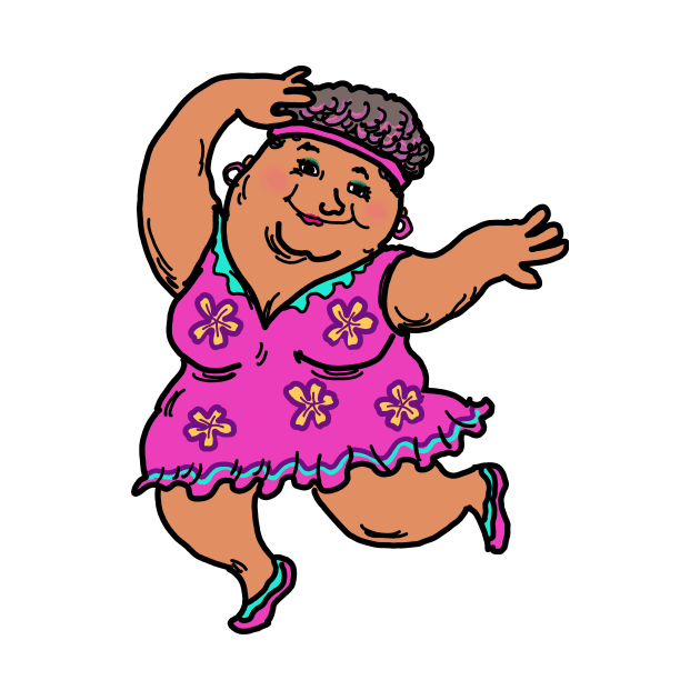 Active senior woman disco dancing illustration by Nalidsa