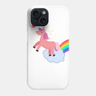 Cute Pink Unicorn & Rainbow Phone Case