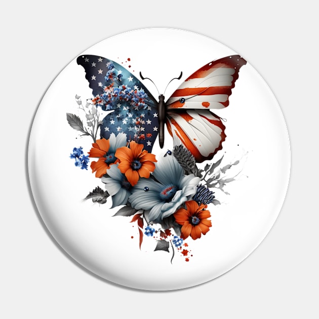 4th of July Floral Butterfly lover Pin by studio.artslap