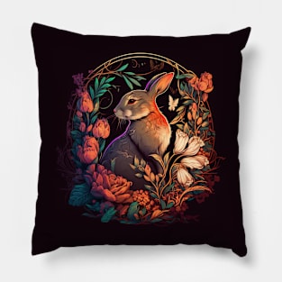 Rabbit and flowers Pillow