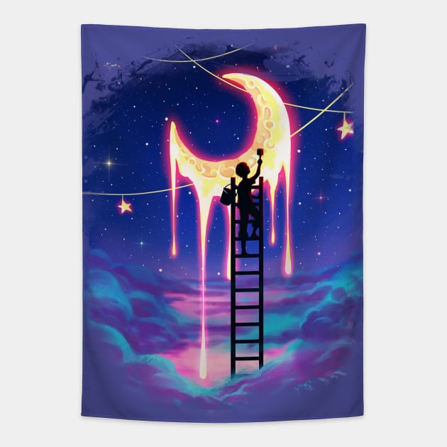 Paint The Moon Cloud Tapestry by KucingKecil