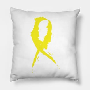 Yellow Awareness Ribbon Pillow