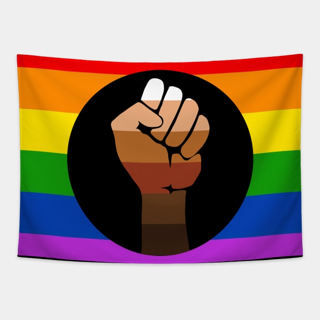 QPOC Pride Flag - Black Fist Tapestry by valentinahramov