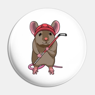 Mouse at Ice hockey with Ice hockey stick Pin