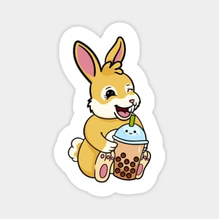 Cute Rabbit Drinking Boba Milktea Magnet