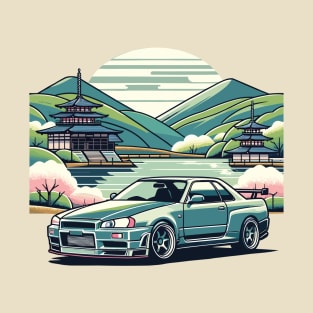 Green Skyline R34 T-Shirt