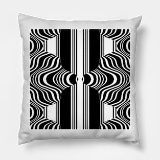 Black White Stripes and waves Pillow