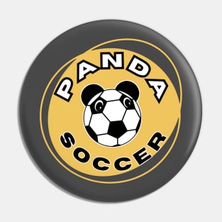 Panda soccer head of a cute panda in the shape of a soccer ball on the background of an orange circle for sports lovers Pin