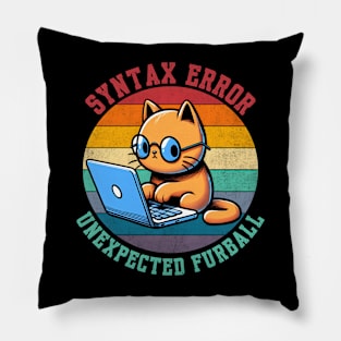 Funny Programmer Cat Design. Gift for software engineers and cat lovers. Pillow