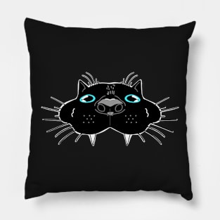 Black Cat blue eyes I bite you because I love you Pillow