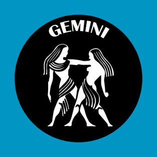 Gemini Astrology Zodiac Sign - Gemini the Twins Birthday Or Christmas Gift - Black and White T-Shirt