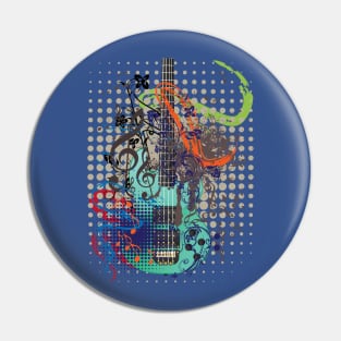 Grunge Guitar Illustration Pin