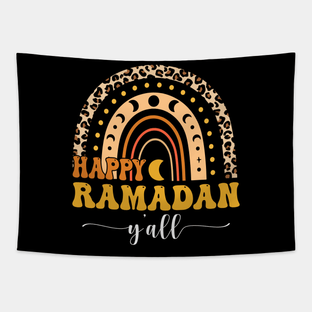 Happy Ramadan Y'all Rainbow Leopard Ramadan Kareem Tapestry by artbyhintze