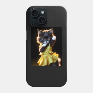 Dancing cat - Modern digital art Phone Case