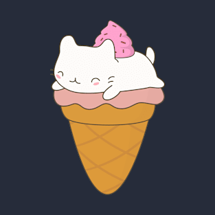 Kawaii Kitten Cat Ice Cream Cone T-Shirt T-Shirt