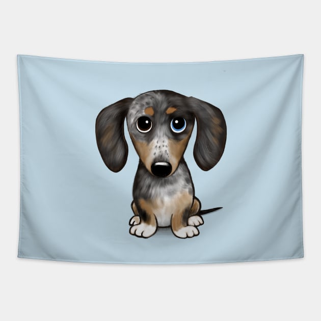 Merle Dapple Dachshund Cute Wiener Dog Tapestry by Coffee Squirrel