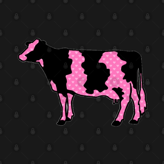 Pink Hearts Dairy Cow Silhouette  - NOT FOR RESALE WITHOUT PERMISSION by l-oh