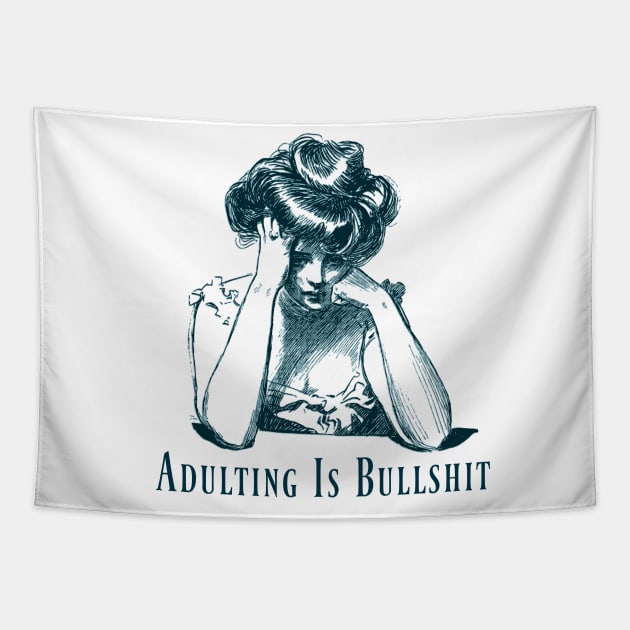 Adulting is Bullshit Novelty Tapestry by KellyCreates