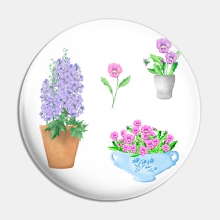 Garden flowers sticker pack Pin