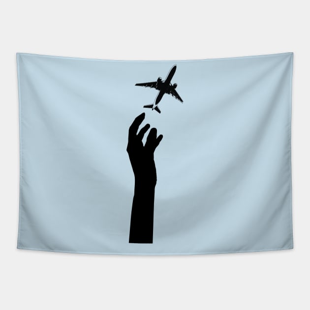 Hand rising for an aeroplane minimalist Tapestry by Avion