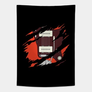 Ripped Electric Guitar Offset Style Red Color Tapestry