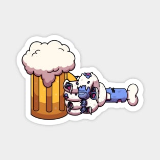 Zombie Hand Holding Beer Cartoon Magnet