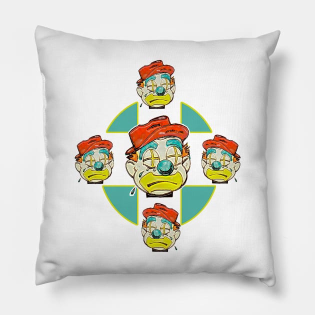 Crying clown circus Pillow by Marccelus