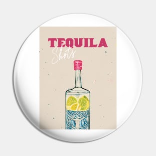 Tequila Retro Poster Shots Bottle Bar Prints, Vintage Drinks, Recipe, Wall Art Pin