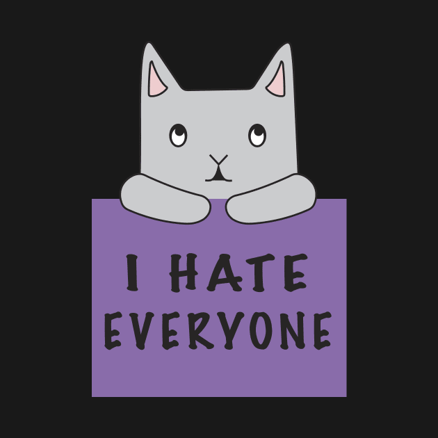 Cat Hates Everyone {Purple Sign) by elizabethtruedesigns