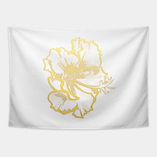 Gold Tropical Hibiscus Flower Tapestry