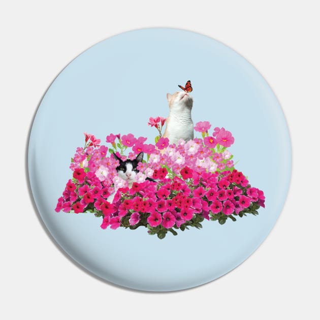 Cats In Petunias Pin by leBoosh-Designs