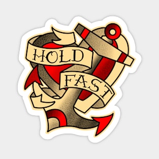 Hold fast, anchor and heart with traditional tattoo banner design Magnet