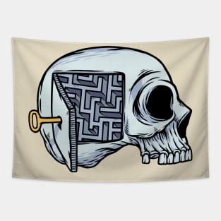 puzzle in the skull Tapestry