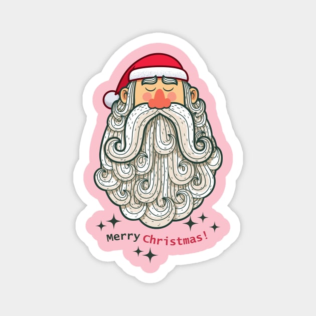 Merry Christmas Santa With Long Beard Magnet by Bro Aesthetics